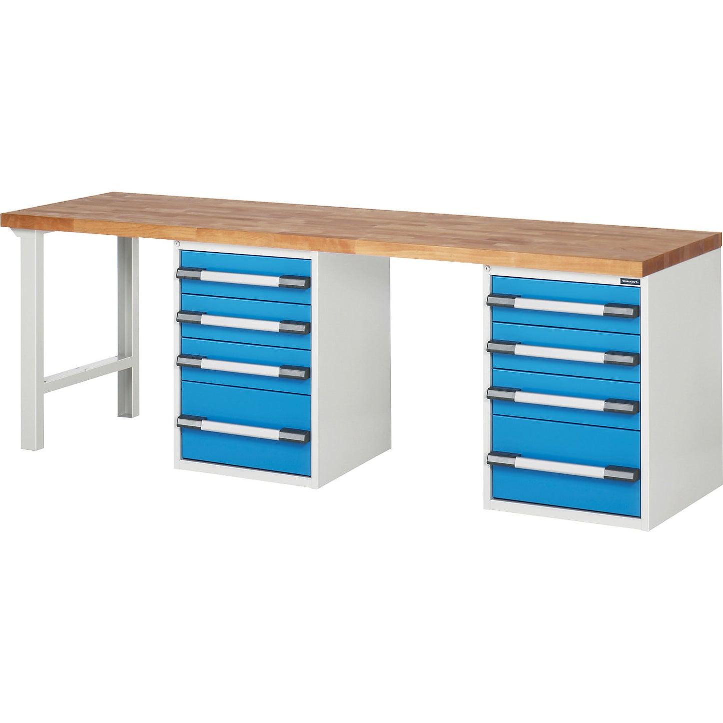 Workbench, Series 7000 modular system, 8 drawers, extra wide, WxD 2500 x 700 mm.