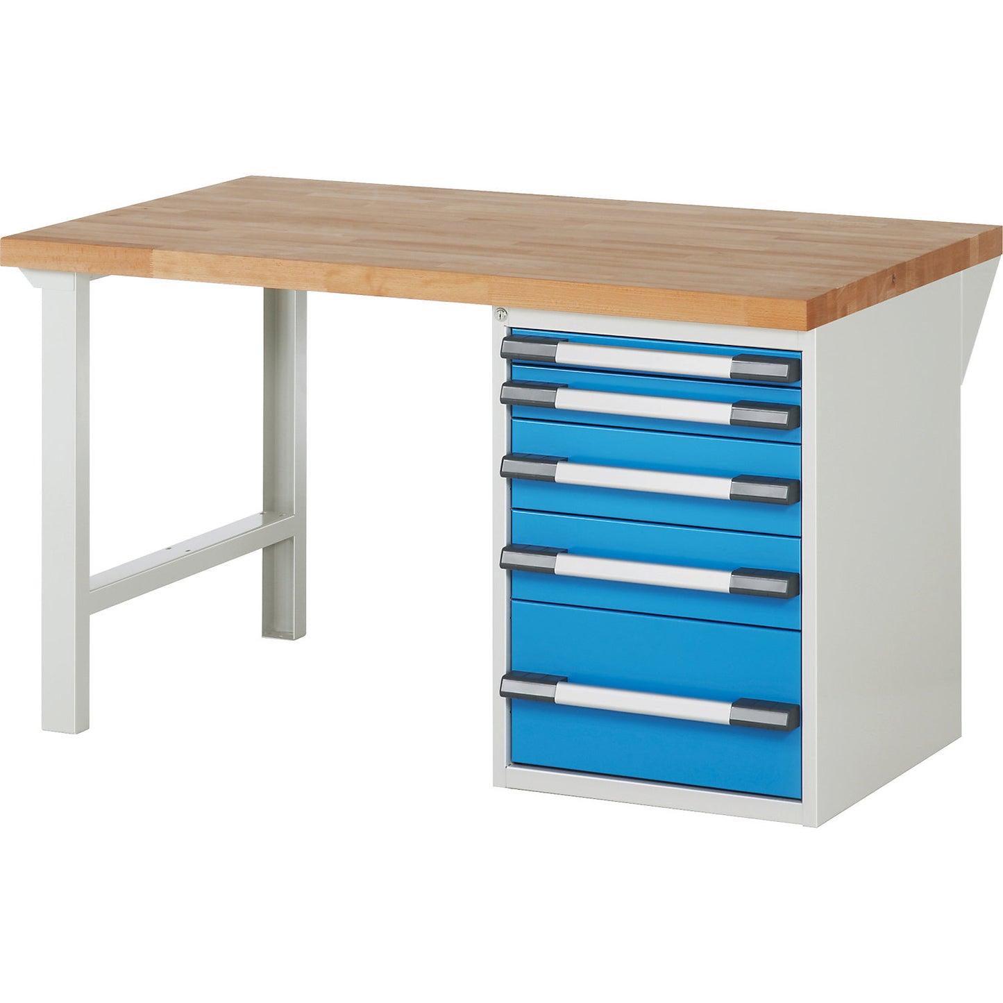 Workbench, Series 7000 modular system, 5 drawers, WxD 1500 x 900 mm.