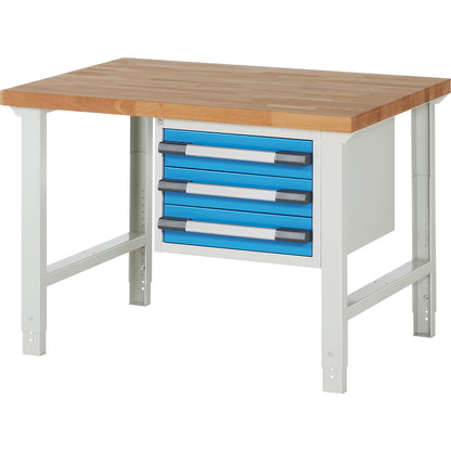 Workbench, Series 7000 modular system, 3 drawers, WxD 1250 x 900 mm.