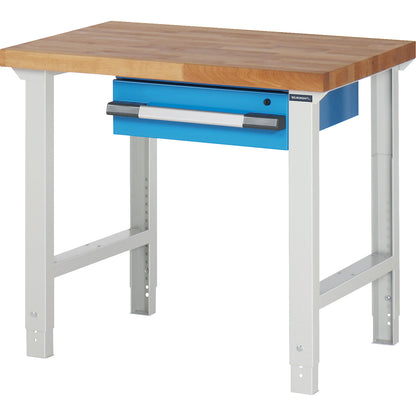 Workbench with suspended drawers, modular system series 7000, 1 single drawer, 2 feet, WxD 1000 x 700 mm.