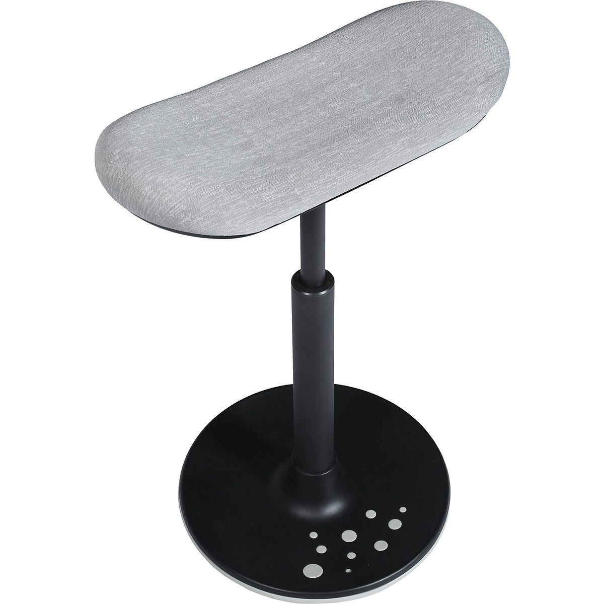 SITNESS H stool, model H2, with skateboard seat, covering with grey pattern, grey sole.
