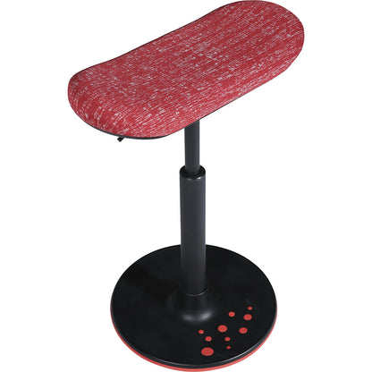 SITNESS H stool, model H2, with skateboard seat, covering with red pattern, red sole.