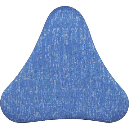 SITNESS H stool, model H1, with triangular seat, covering with blue pattern, blue sole.