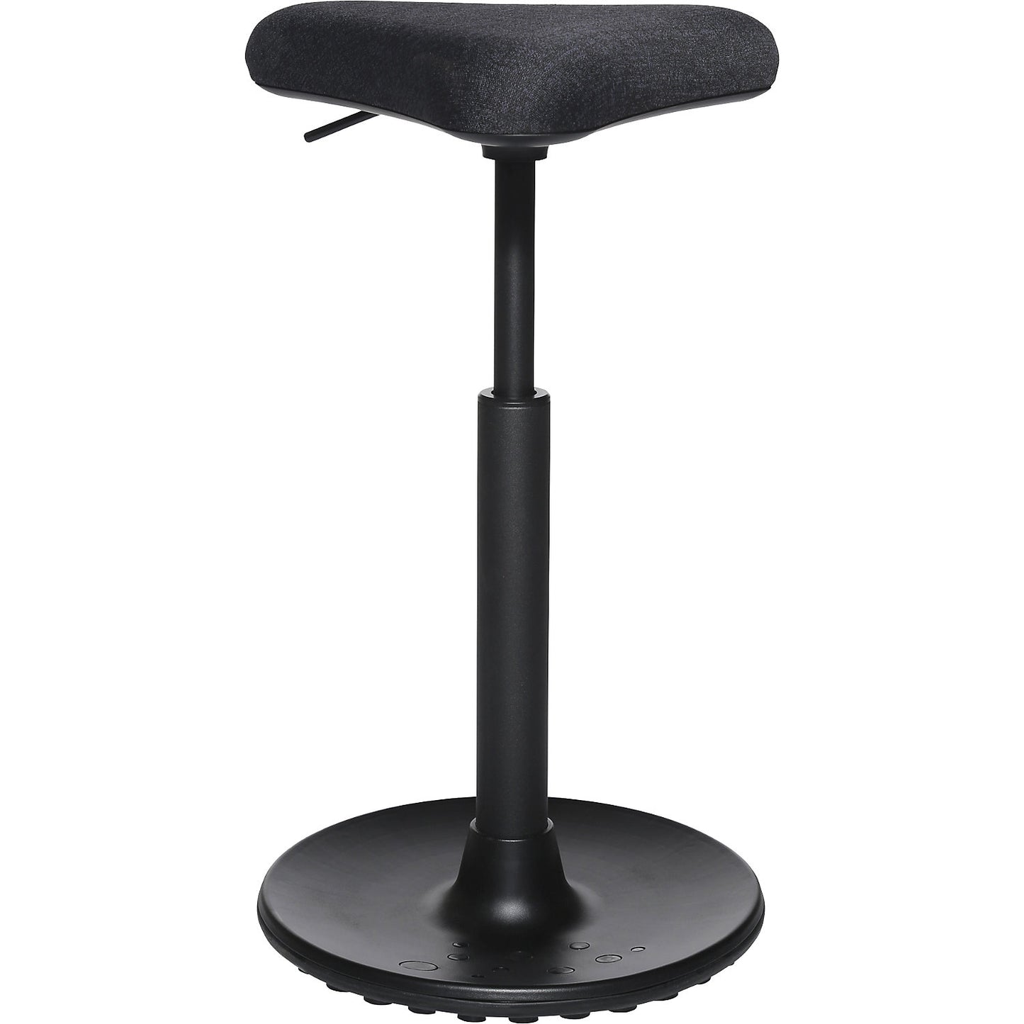 SITNESS H stool, model H1, with triangular seat, covering with black pattern, black sole.
