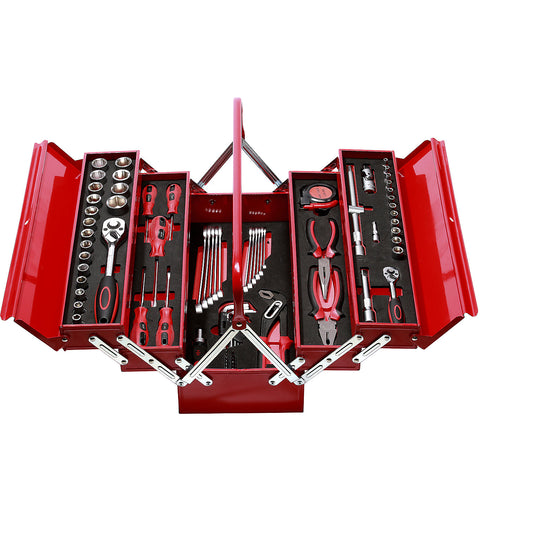 Tool case incl. tools, 86 parts - securely stored in hard foam inserts, lock fitting for padlock.