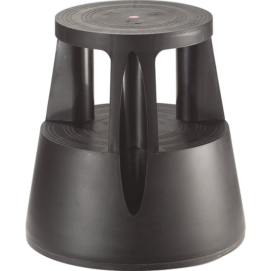Kick stool made of shatterproof plastic, max. load 150 kg, height under load 410 mm, black.
