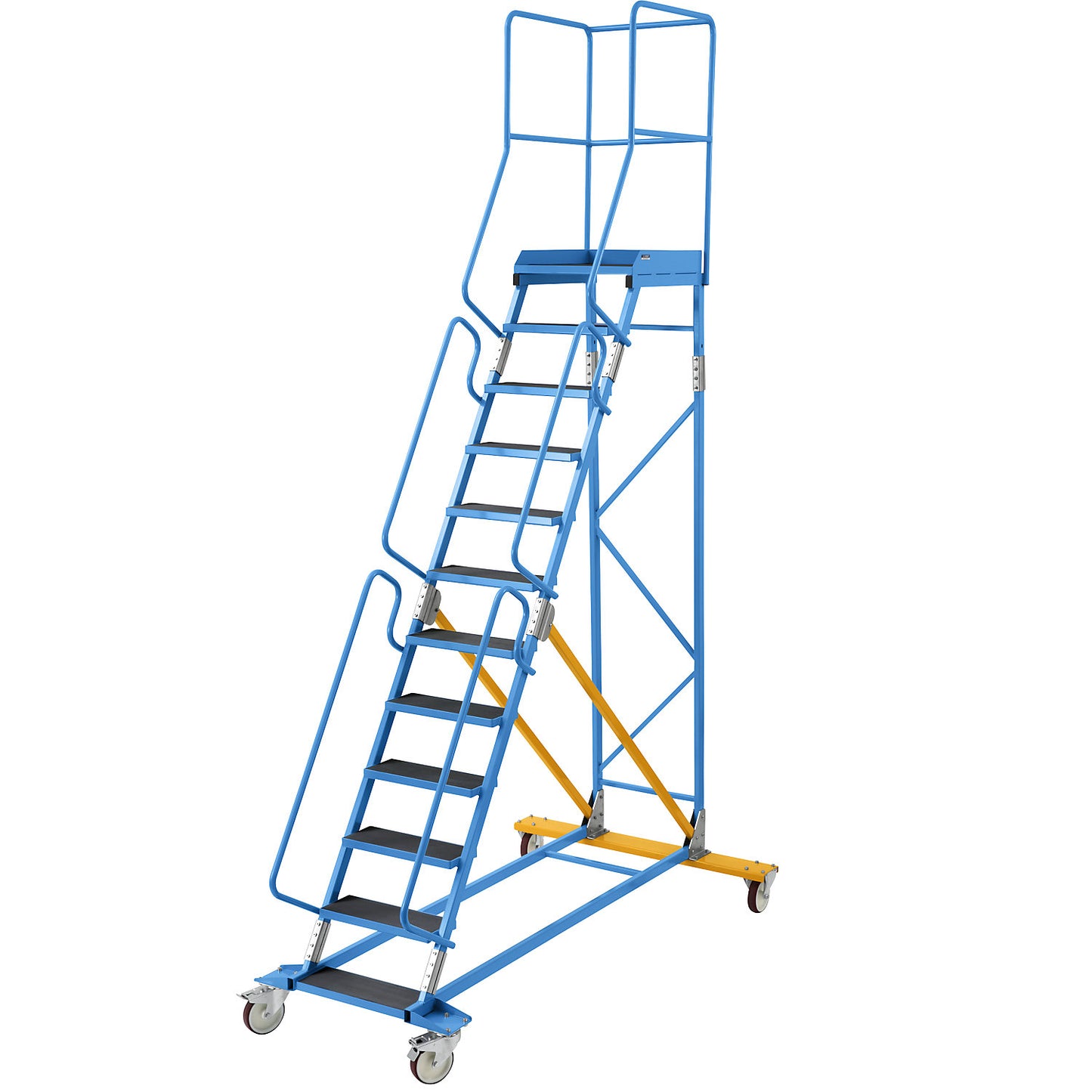 Mobile safety steps, ribbed rubber step insert, 12 steps.