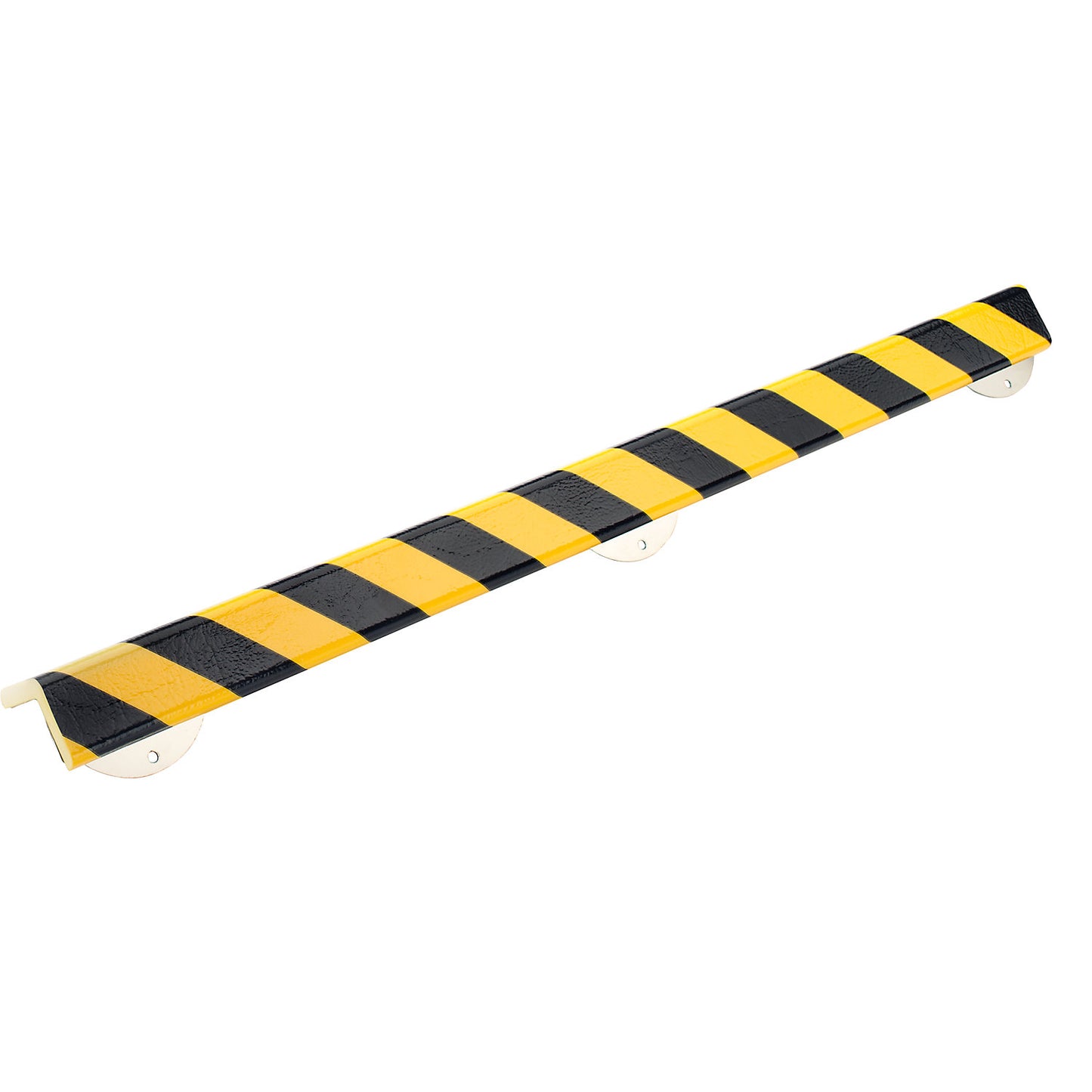 Knuffi® corner protection with mounting rail, type H+, 1 m piece, black / yellow.