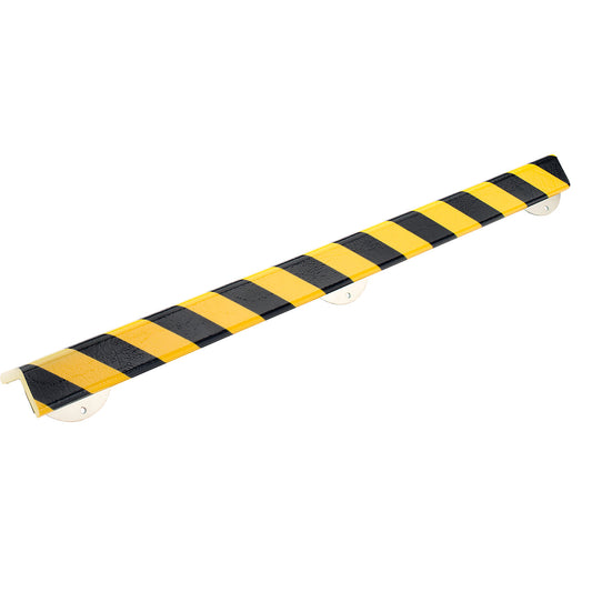 Knuffi® corner protection with mounting rail, type H+, 1 m piece, black / yellow.