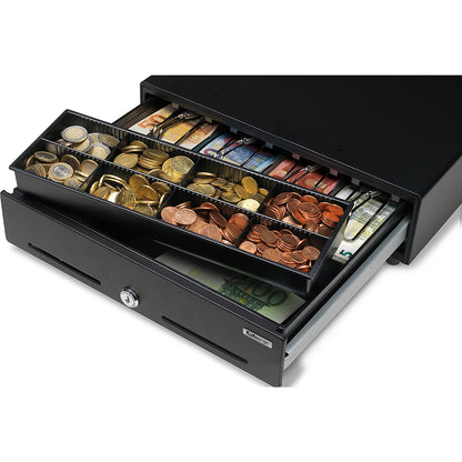 Standard duty cash drawer, SAFESCAN SD-3540, 8 coin compartments / 4 banknote compartments.