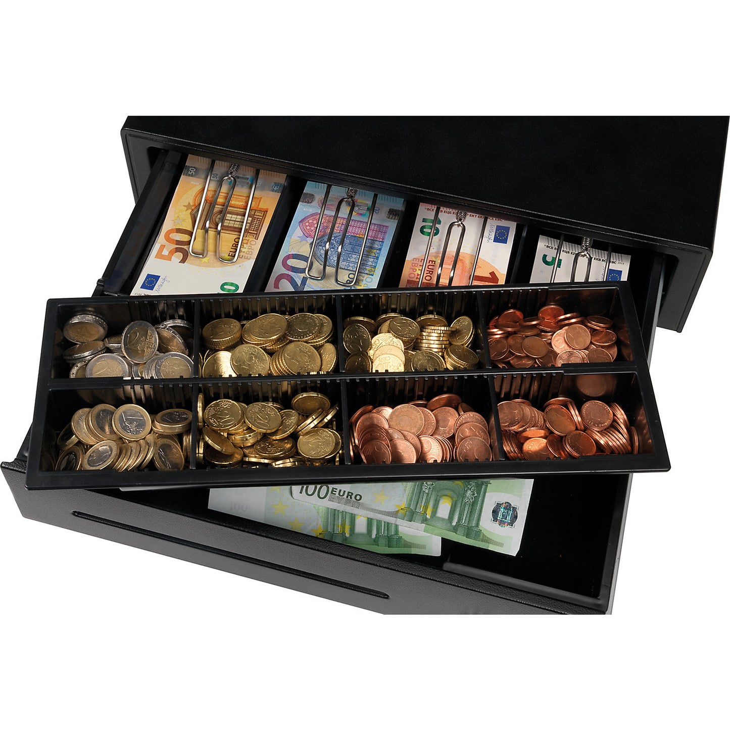 Cash drawer, SAFESCAN standard 4141, 8 coin compartments / 4 banknote compartments.