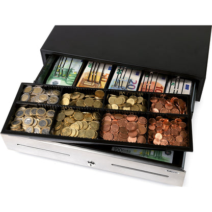 Heavy duty cash drawer, SAFESCAN HD-4646S, 8 coin compartments / 5 banknote compartments.