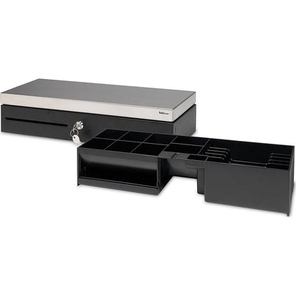 Cash drawer with hinged lid, SAFESCAN SD-4617S, 6 compartments for banknotes, 8 compartments for coins.