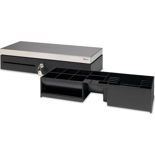 Cash drawer with hinged lid, SAFESCAN SD-4617S, 6 compartments for banknotes, 8 compartments for coins.
