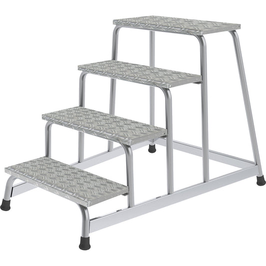 Machine step, platform 550 x 300 mm, 4 steps incl. platform, WxD 790 x 1130 mm.