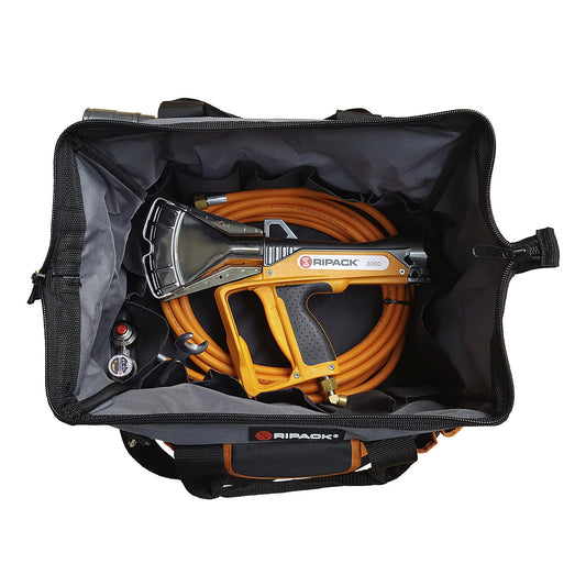 RIPACK 3000 hand held heat gun, burner output 45 - 76 kW, LxH 375 x 262 mm.