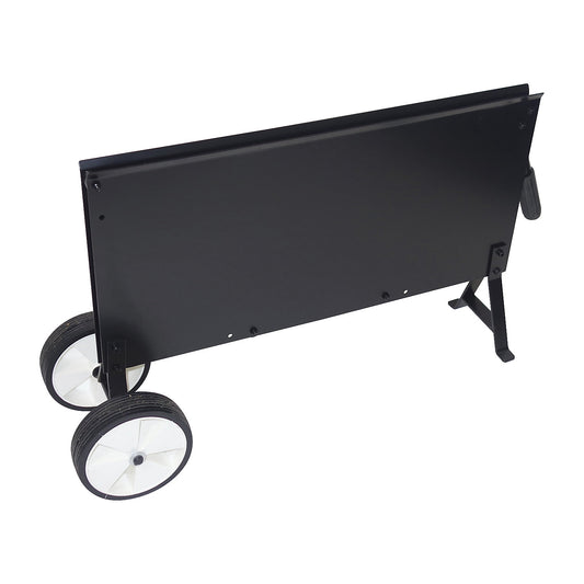 Strap dispenser for steel strapping, for ribbon coils, strap width 13 - 19 mm, mobile, with storage compartment.