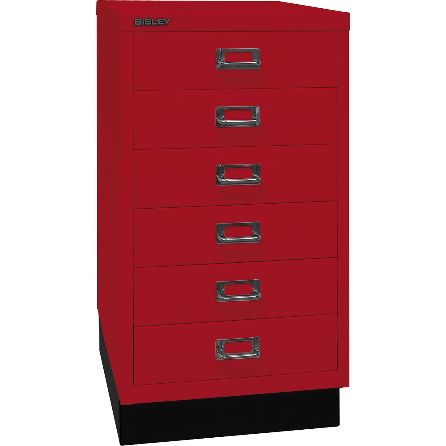 MultiDrawer™ 39 series, with plinth, A3, 6 drawers, cardinal red, black.