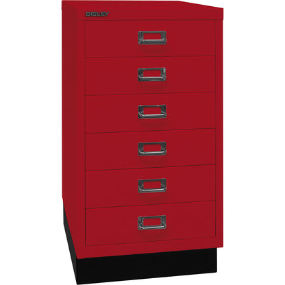 MultiDrawer™ 39 series, with plinth, A3, 6 drawers, cardinal red, black.