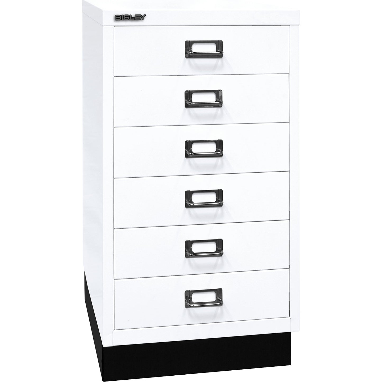 MultiDrawer™ 39 series, with plinth, A3, 6 drawers, traffic white, black.