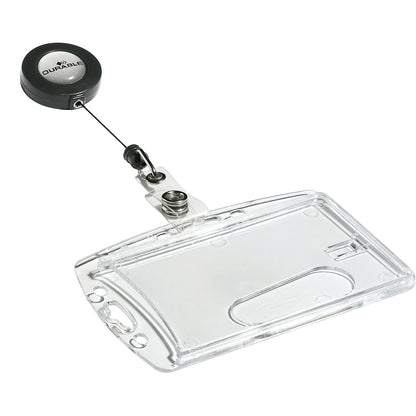 Card holder with retractable leash, with retractable leash, WxH 85 x 54 mm, pack of 10.