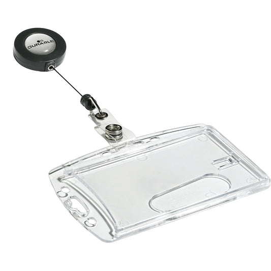 Card holder with retractable leash, with retractable leash, WxH 85 x 54 mm, pack of 10.