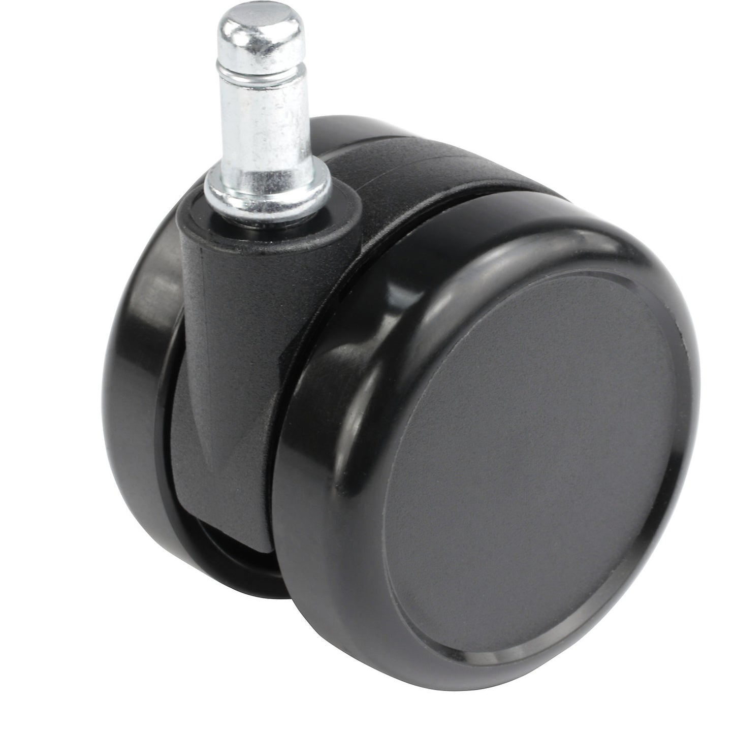 Chair castor, wheel Ø 65 mm, pack of 5, socket pin with clamp ring, black, hard wheel, neck Ø 23 mm.