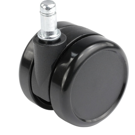Chair castor, wheel Ø 65 mm, pack of 5, socket pin with clamp ring, black, hard wheel, neck Ø 23 mm.