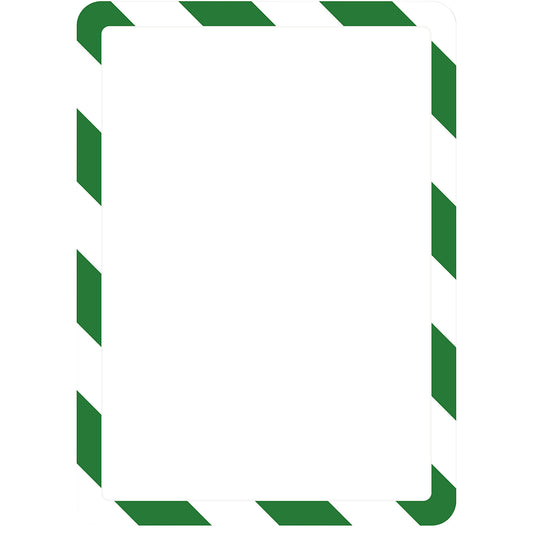 Transparent sleeve for documents, A4, with magnetic latch, self adhesive, green / white, pack of 2.