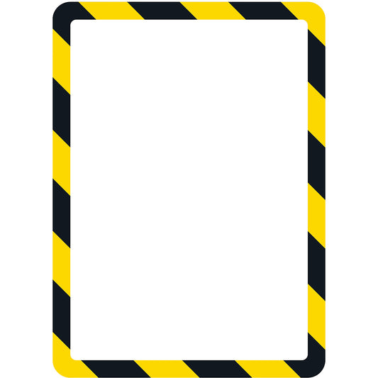 Transparent sleeve for documents, A4, with magnetic latch, self adhesive, yellow / black, pack of 2.