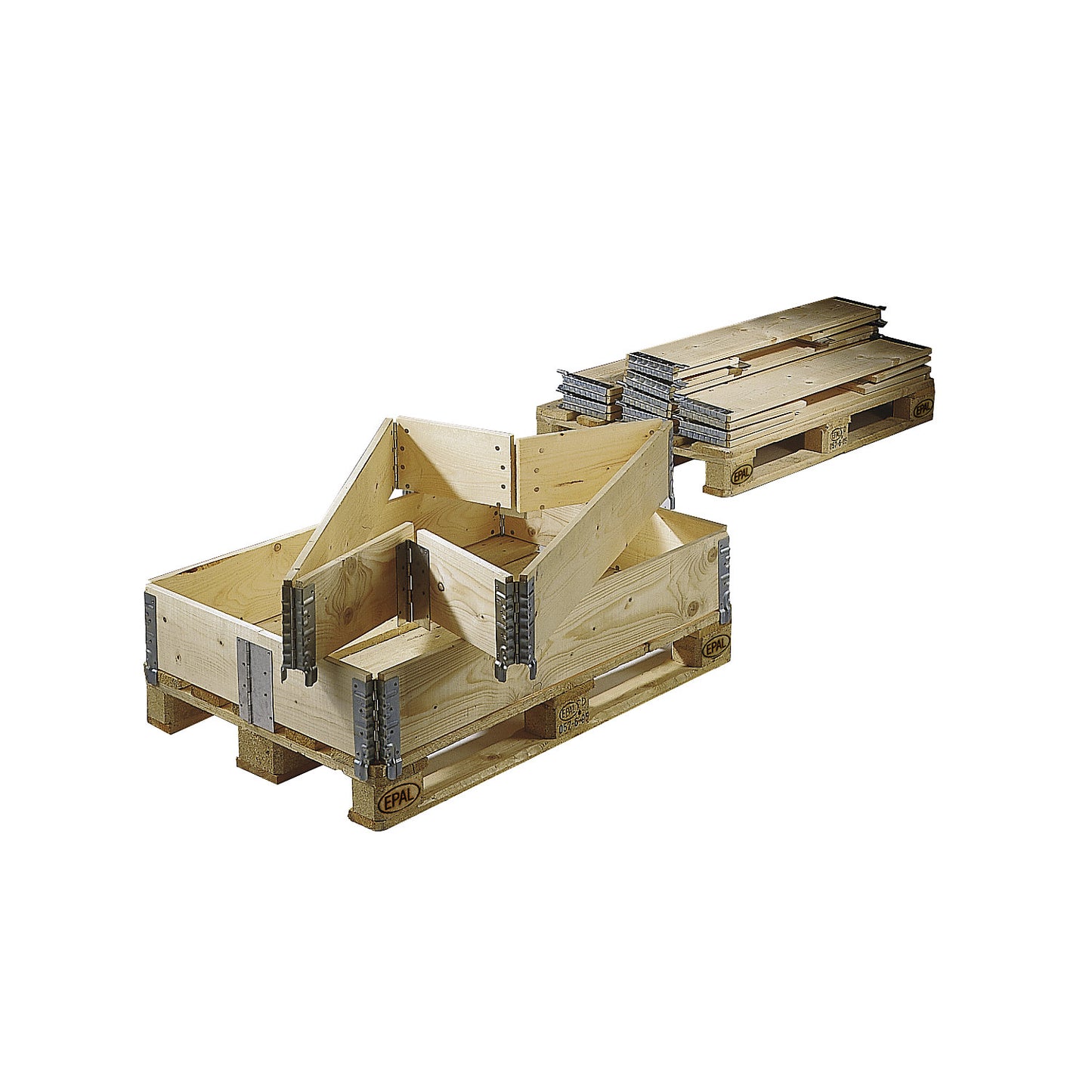 Wooden pallet collar, with 6 hinges, for pallets 1200 x 800 mm, effective height 400 mm.