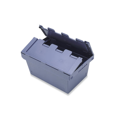 Reusable stacking container with folding lid, capacity 76 l, 1+ items.