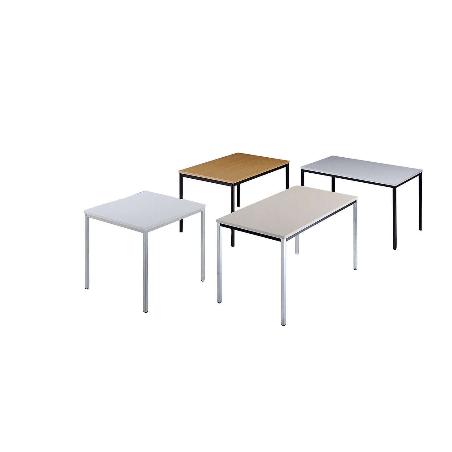 Rectangular table, coated rectangular tubing, WxD 1400 x 700 mm, white / anthracite.