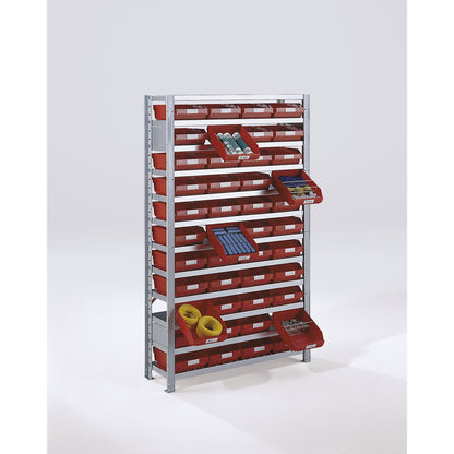 Boltless shelving unit with shelf bins, shelf unit height 1790 mm, basic shelf unit, depth 300 mm, 44 bins - yellow.