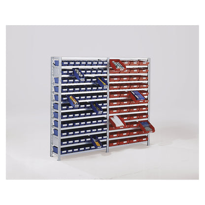 Boltless shelving unit with shelf bins, shelf height 2100 mm, extension shelf unit, depth 300 mm, 52 bins - yellow.