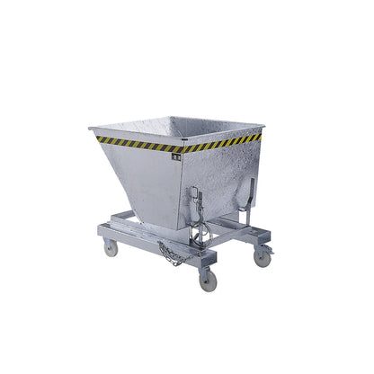 Compact tilting skip, capacity 0.5 m³, light blue.