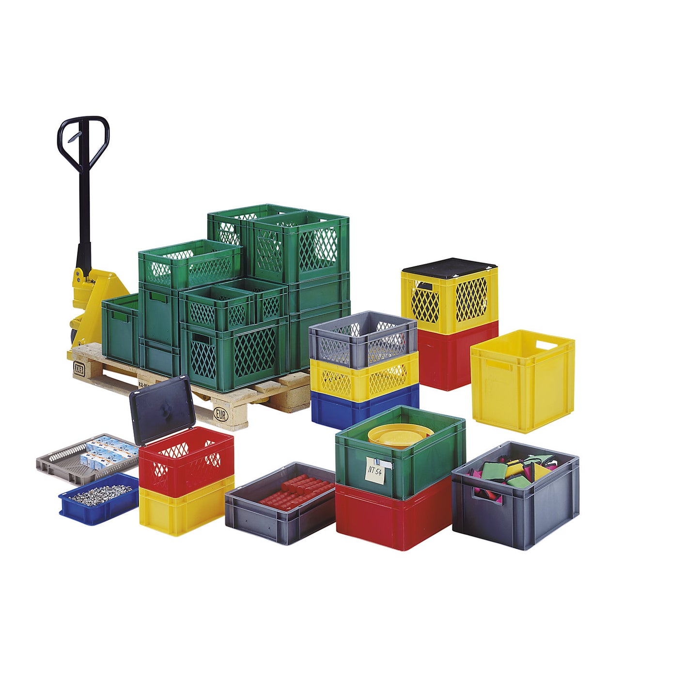 Euro stacking container, closed walls and base, LxWxH 600 x 400 x 210 mm, green, pack of 5.