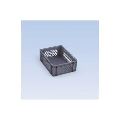 Euro stacking container, perforated walls, closed base, LxWxH 600 x 400 x 120 mm, grey, pack of 5.