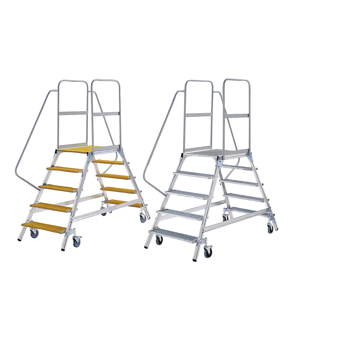 Platform steps with double sided access, platform and steps made of light alloy, 2x4 steps inclusive platform.