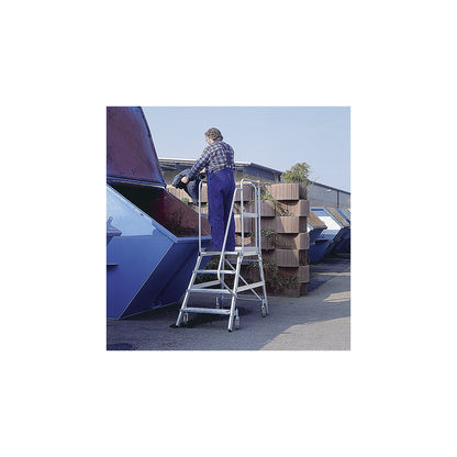 Platform steps with single sided access, platform and steps made of light alloy, 8 steps incl. platform.