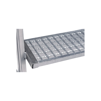 Platform steps with single sided access, platform and steps made of expanded steel mesh, 8 steps incl. platform.