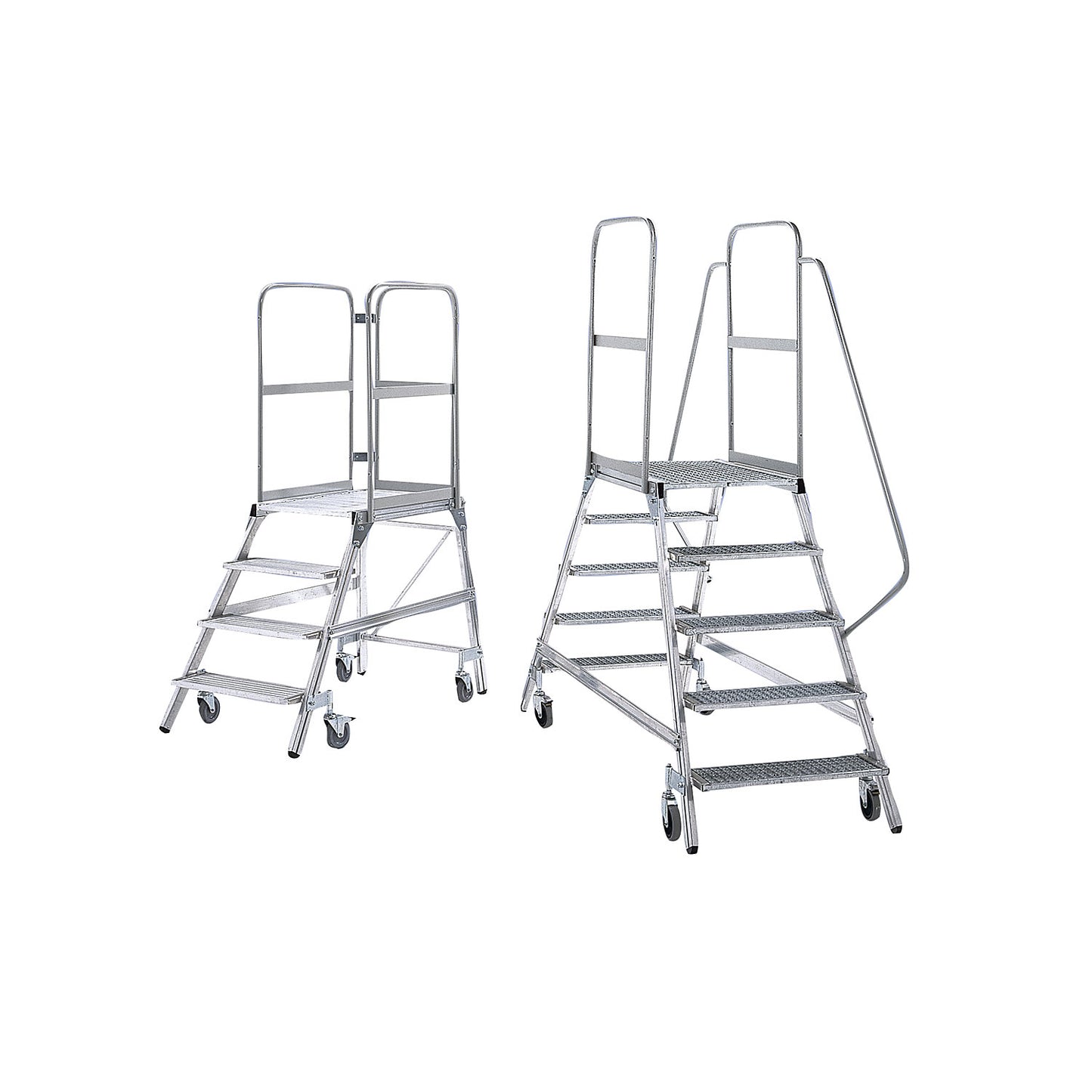 Platform steps with single sided access, platform and steps made of light alloy, 5 steps inclusive platforms.