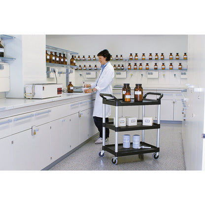 General purpose serving trolley, overall max. load 90 kg, LxWxH 860 x 470 x 960 mm, platform colour black.