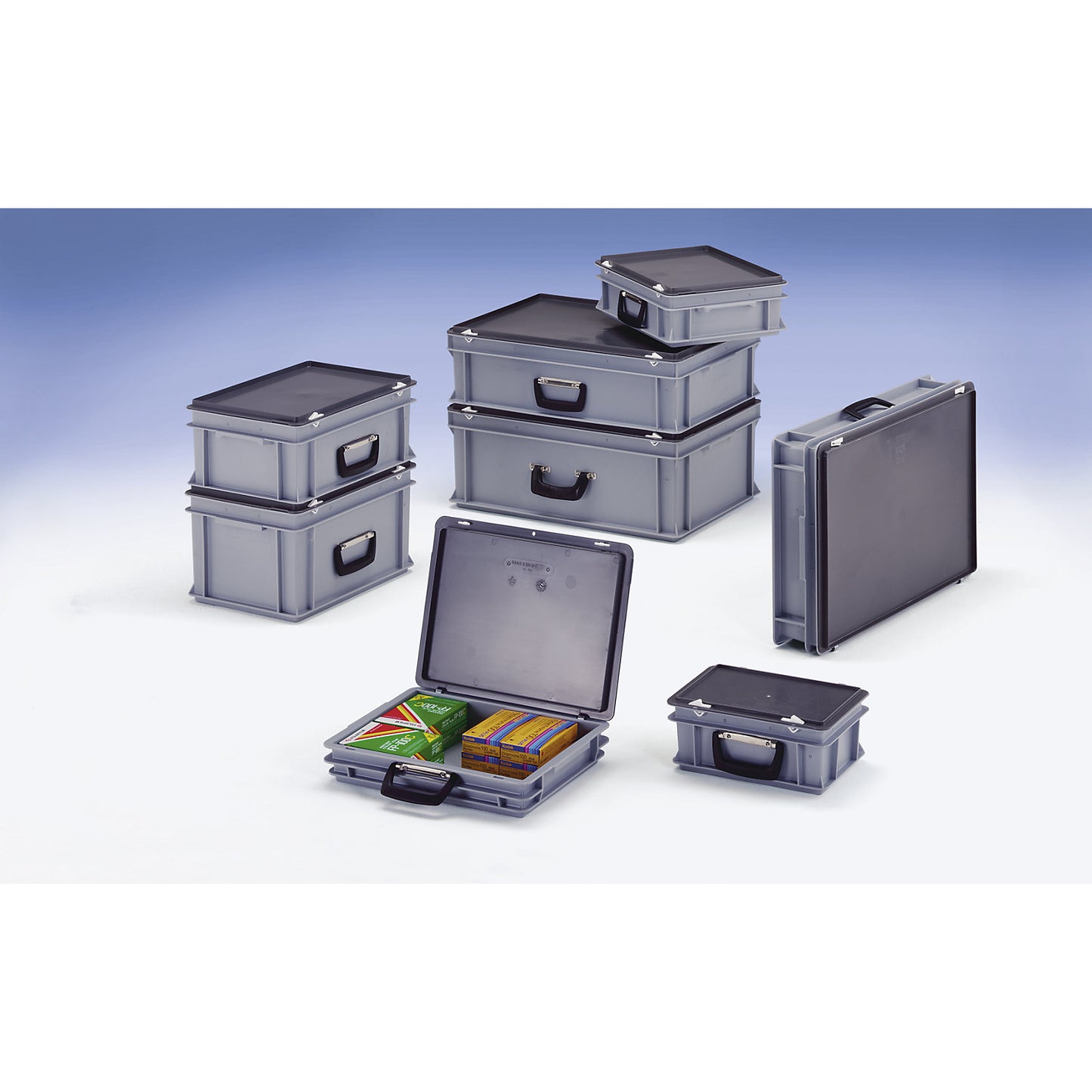 Multi-purpose cases, capacity 5 l, external dimensions LxWxH 400 x 300 x 80 mm, 1+ items.
