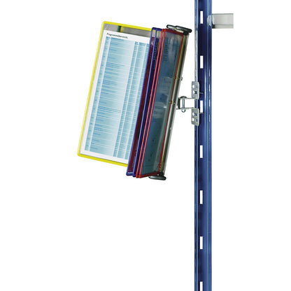 Clear view document holders for shelf unit, 10 DIN A4 clear view panels, assorted colours.
