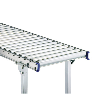 Light duty roller conveyor, steel frame with zinc plated steel rollers, track width 300 mm, axle spacing 100 mm, length 1 m.