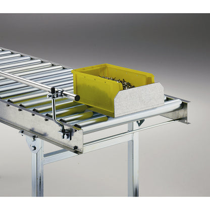 End stop, for skate wheel conveyor, track width 300 - 600 mm.