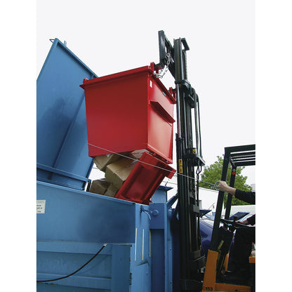 Conical hinged bottom skip, capacity 0.7 m³, max. load 1500 kg, reseda green RAL 6011.