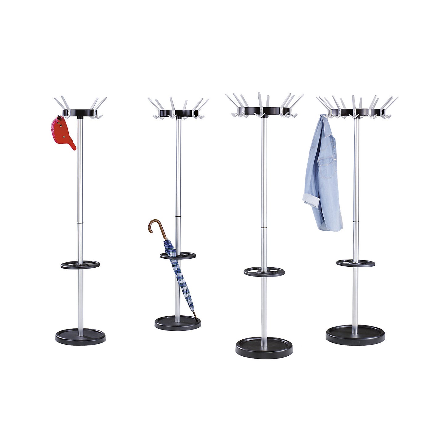 Coat stand, classic, made of steel, 8 hat hooks, 16 coat hooks.