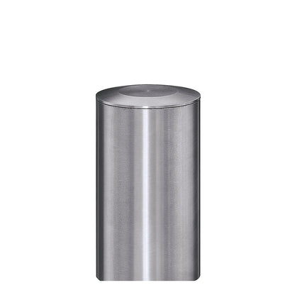 Stainless steel barrier post, with flat head, ground sleeve for concreting in, Ø 76 mm, triangular lock.